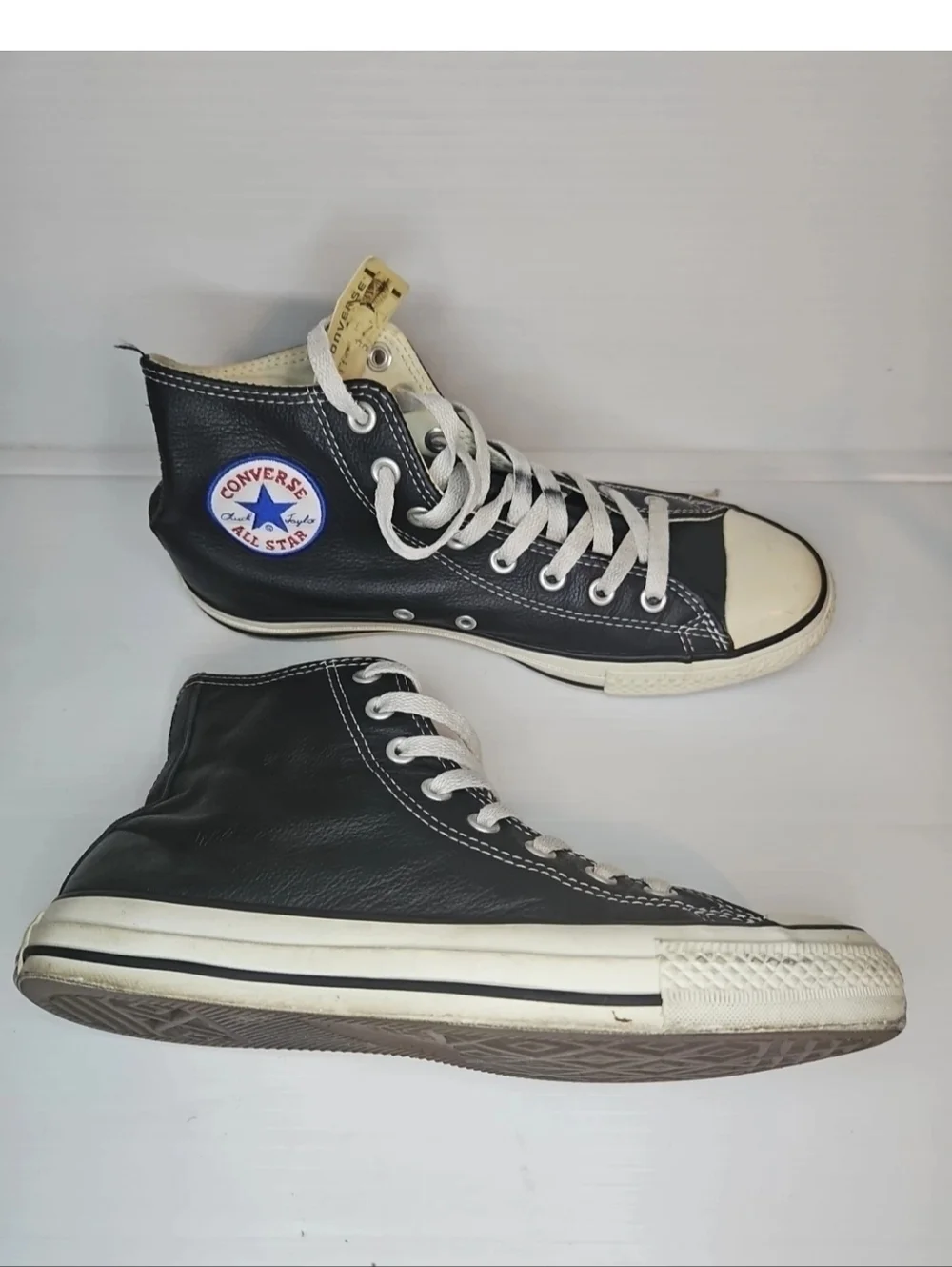 Converse Chuck Taylor Leather All Star Black Size 8.5 Men’s 10,5 Women’s - Picture 2 of 8